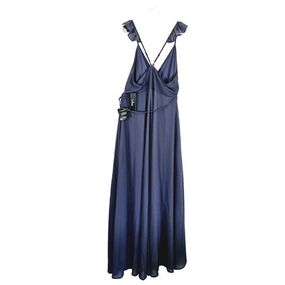 Lulus Wrap Dress Here's To Us High Low Maxi - Denim Blue- XL - NWT - Picture 3 of 11